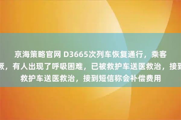 京海策略官网 D3665次列车恢复通行，乘客：车上多人疑似晕厥，有人出现了呼吸困难，已被救护车送医救治，接到短信称会补偿费用