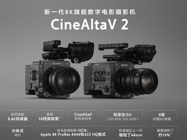 <b>索尼新一代8K旗舰电影机CineAltaV 2升级：高帧率视频更流畅了</b>
